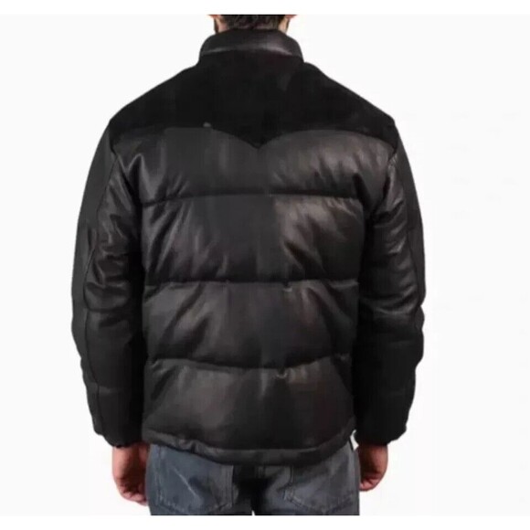 Robert Graham Faux Leather Puffer Jacket in Black Men's SZ M‎ NWT $328 - Picture 5 of 7